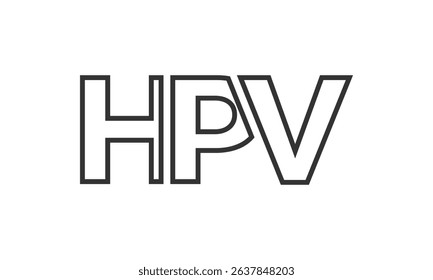 HPV logo design template with strong and modern bold text. Initial based vector logotype featuring simple and minimal typography. Trendy company identity ideal for businesses brand presence.
