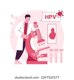 HPV test abstract concept vector illustration. Human papillomavirus test kit, results, testing for man, examination for women, cervical cancer prevention, HPV early diagnostics abstract metaphor.