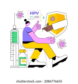 HPV vaccination abstract concept vector illustration. Protecting against cervical cancer, human papillomavirus immunization program, HPV vaccination, prevent infection abstract metaphor.