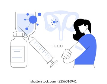 HPV vaccination abstract concept vector illustration. Protecting against cervical cancer, human papillomavirus immunization program, HPV vaccination, prevent infection abstract metaphor.