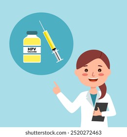 HPV vaccination concept vector illustration. Protecting against cervical cancer, human papillomavirus immunization program, HPV vaccination, prevent infection abstract metaphor.