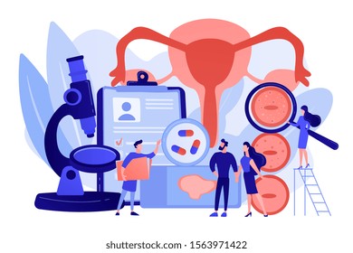 HPV virus checkup. Viral infection diagnosis. Human papillomavirus treatment, HPV early diagnostics, medications for human papillomavirus concept. Pinkish coral bluevector vector isolated illustration