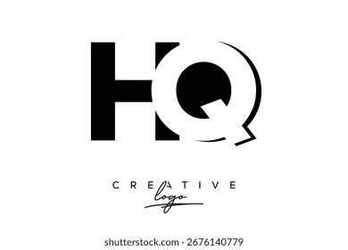Logotipo creativo minimalista de espacio negativo de HQ con monograma moderno para marca y logotipo de marca comercial con letras iniciales Diseño de logotipo para marca.