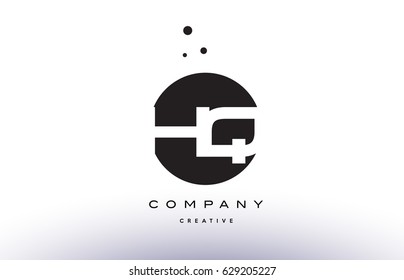 HQ H Q alphabet company letter logo design vector icon template simple black white circle dot dots creative abstract