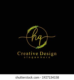 HQ Initial calligraphy handwritten logo. Handwritten alphabet in the logo template. Letters and Alphabet for signature, wedding, fashion, floral and botanical logo design 