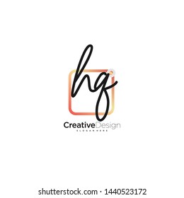 HQ initial handwriting with color logo icon template vector.