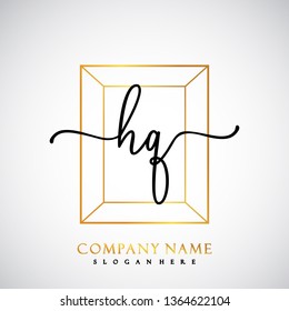 HQ Initial Handwriting logo template vector