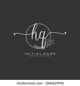 HQ Logotipo inicial de escritura a mano vectorial