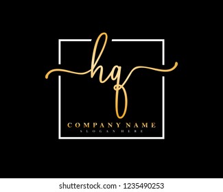 HQ Initial handwriting square minimalist logo vector