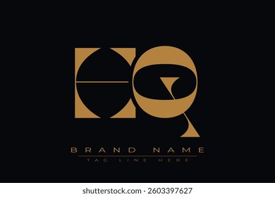 HQ initial letter logo design. Letter H and Q luxury alphabet letter logo icon template