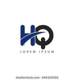 hq initial letter uppercase logo blue and black