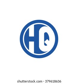 HQ initial letters circle business logo blue