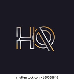 HQ initial letters elegant logo golden silver black background