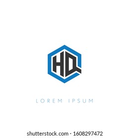 HQ initial letters hexagon monogram minimalist logo