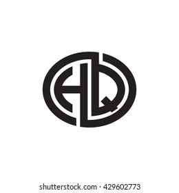 HQ initial letters looping linked ellipse monogram logo