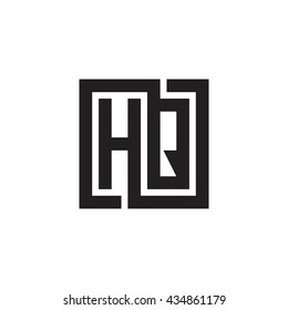 HQ initial letters looping linked square monogram logo