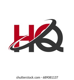 HQ initial logo company name colored red and black swoosh design, isolated on white background. vector logo for business and company identity.