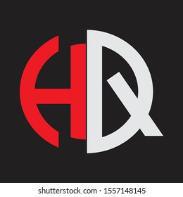 HQ Initial Logo design Monogram Isolated on black background