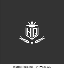 Diseño del logotipo de la marca del monograma inicial de HQ para la Imagen del Vector de la corona