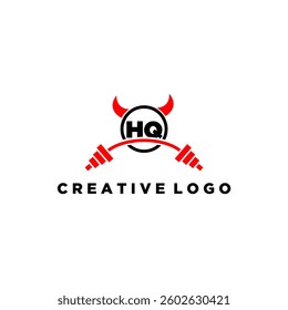 HQ initial monogram for fitnes or gym logo with devil style design