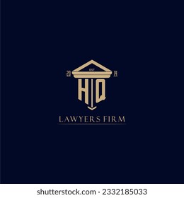 Logotipo inicial de la firma de abogados en monograma HQ con diseño de hitos