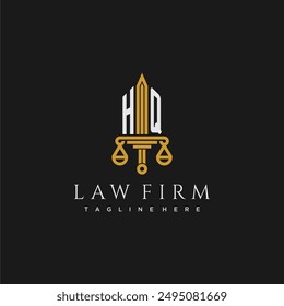 HQ initial monogram for lawfirm logo with sword and scale