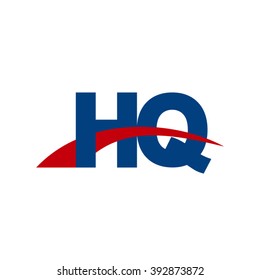 HQ initial overlapping swoosh letter logo blue red