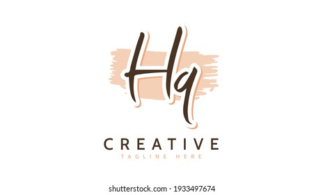 HQ Initials, handwriting logo vector