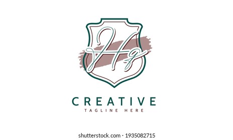 HQ Initials, handwriting logo vector