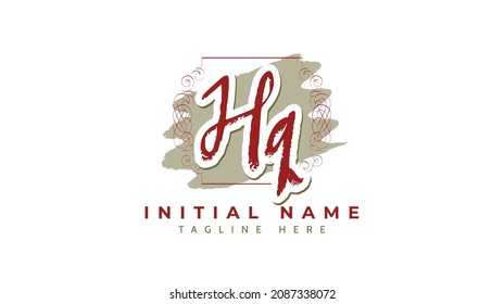 Hq Initials, handwriting logo vector