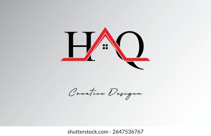 Letra HQ House Logo - Monograma criativo imobiliário com ícone de telhado e forma de casa para propriedade, arquitetura e marca moderna
