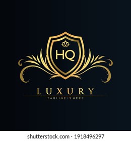 HQ Letter Initial with Royal Template.elegant with crown logo vector, Creative Lettering Logo Vector Illustration.