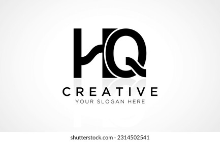 HQ Letter Logo Design Vector Template. Alphabet Initial Letter HQ Logo Design With Glossy Reflection Business Illustration.