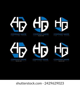 HQ letter logo set design.HQ monogram polygonal and circle shape vector. HQ unique design.
