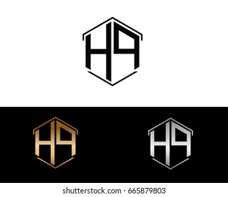HQ letters linked with hexagon shape logo
