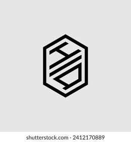 Monograma geométrico de línea HQ con diseño profesional de alta calidad que se imprimirá bien