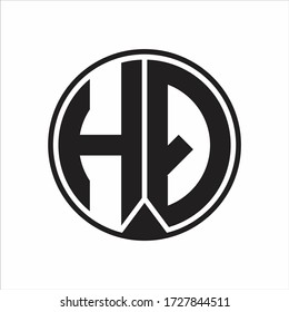 HQ Logo monogram circle with piece ribbon style on white background