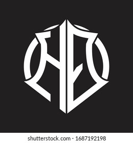HQ Logo-Monogramm mit Emblem und kreisrunder Design-Vorlage