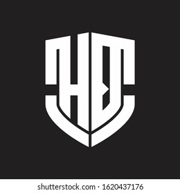 HQ Logo monogram with emblem shield shape design isolated on black background