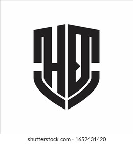 HQ Logo monogram with emblem shield shape design isolated on white background