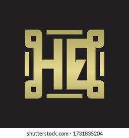 HQ Logo monogram with piece line art design template