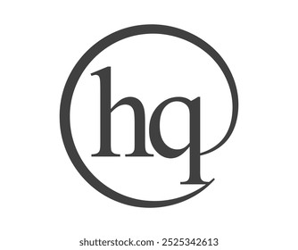 HQ logo from two letter with circle shape email sign style. H and Q round logotype of business company for brand identity.