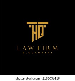HQ monogram initial logo for lawfirm with pillar design