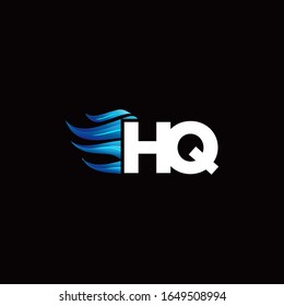HQ monogram logo with blue fire style design template
