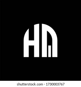 HQ monogram logo with curve shape design template isolated on black background