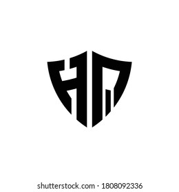 HQ monogram logo with shield shape design template isolated on white background