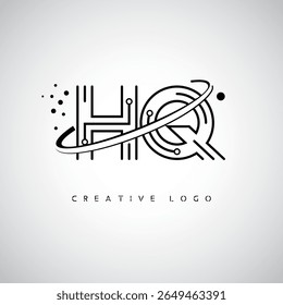 Logotipo do Monograma da Órbita do QG - Marca de Letra Mínima Futurista com Linha de Arte Circular, Pontos Inspirados na Tecnologia e Conceito de Movimento Espacial para Identidade de Marca Moderna