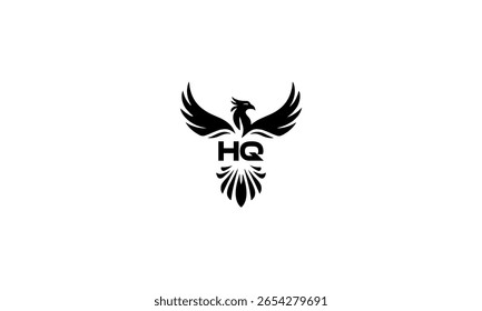  HQ Phoenix Logo Modern Black Abstract Bird Emblem for Tech and Software Branding