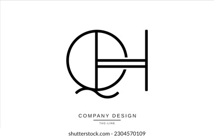 HQ, QH, Abstract Letters Logo Monogram