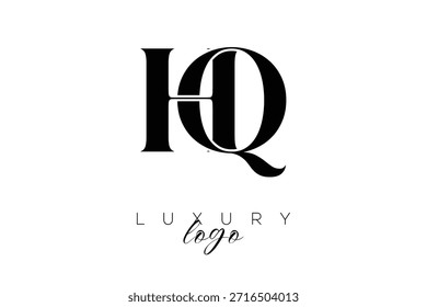 HQ Serif Letter Monogram Typography Logo for Elegant Premium Branding Identity